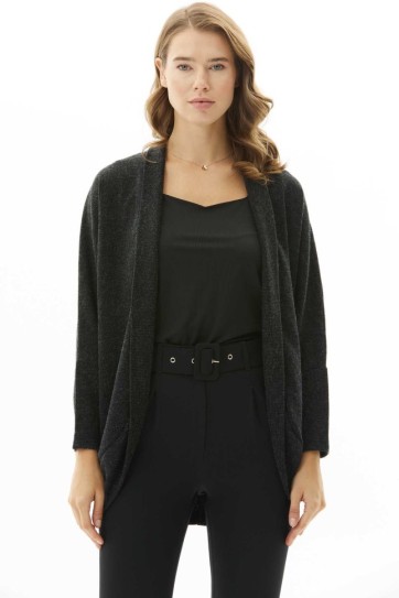 Yakası Katlamalı Triko Hırka