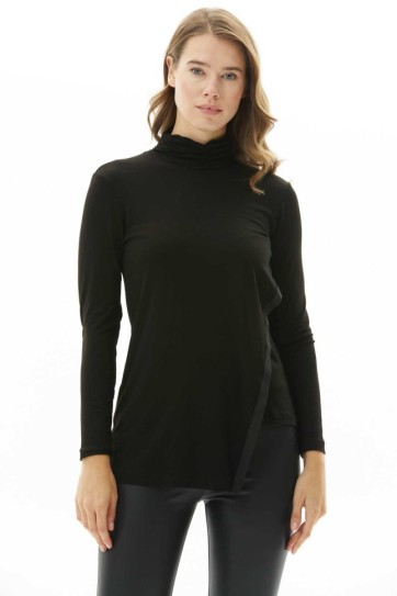 Balıkçı Yaka Asimetrik Penye Bluz