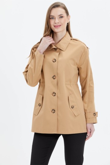 Beli İçten Büzgülü Kapak Cep Trençkot