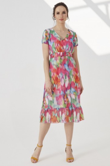 BELİ LAST.ÇOK RENKLİ ELBİSE