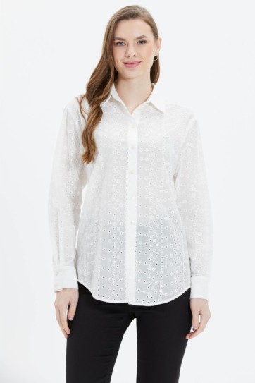 Gömlek Yaka Brode Yıldızlı Bluz