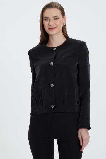 Sıfır Yaka Etek Ucu Plili Ceket