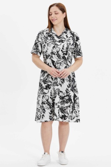 Büyük Beden V Yaka Eteği Dökümlü Elbise