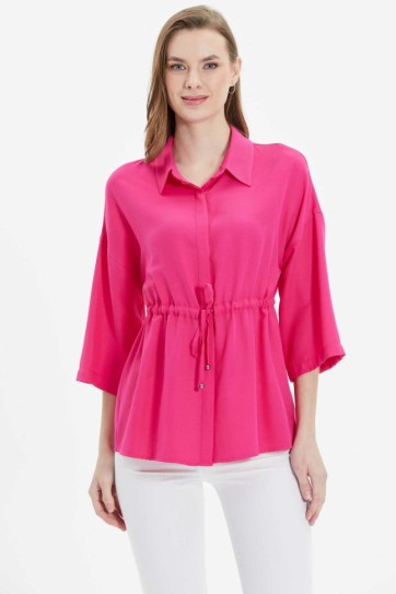 Beli Büzgülü Düşük Kol Bluz