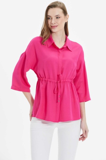 Beli Büzgülü Düşük Kol Bluz