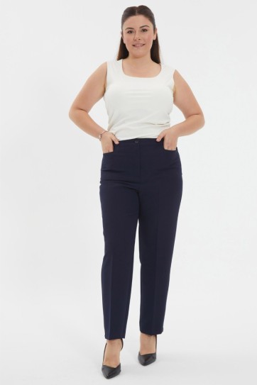 Büyük Beden Kare Cep İçi Gizli Lastikli Pantolon