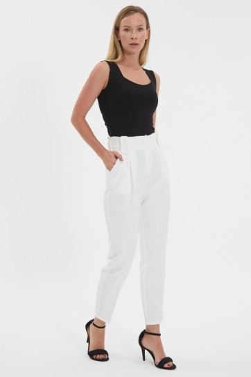 Arkası Lastikli Cepli Duble Paça Pantolon