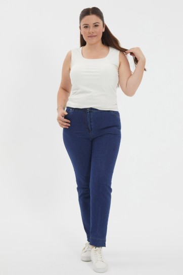 Büyük Beden Beli Lastikli Spor Cep Kot Pantolon