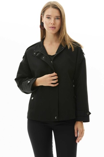 Dik Yaka Düşük Kol Çıtçıtlı Trençkot