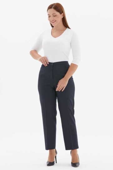 Büyük Beden Kare Cep İçi Lastikli Çizgili Pantolon