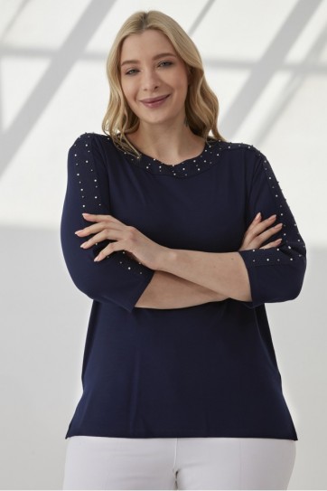 B.BD.YK.VE KOL KENARI İNCİLİ PENYE BLUZ