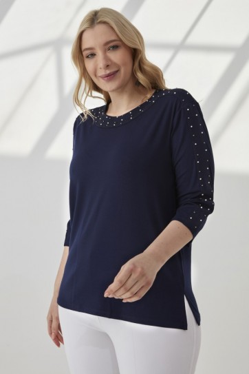 B.BD.YK.VE KOL KENARI İNCİLİ PENYE BLUZ