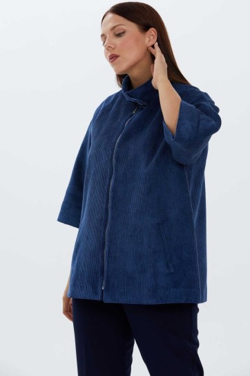 Büyük Beden Truvakar Kol Kadife Ceket