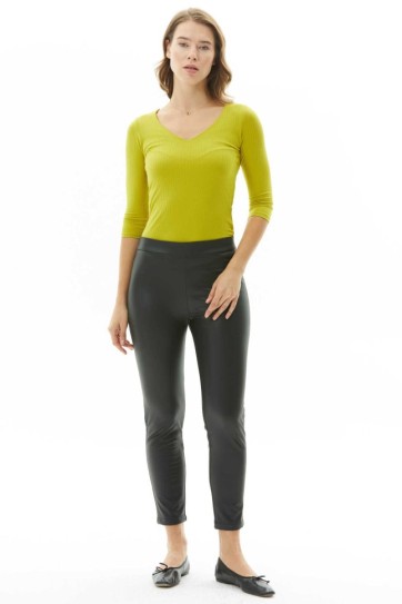 Beli Lastikli Mat Deri Dar Pantolon