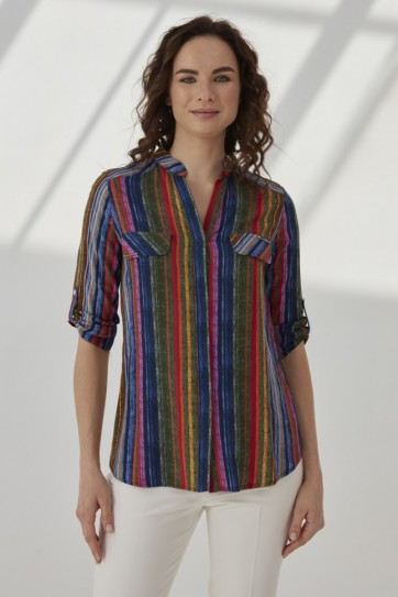 HAKİM YK.RENKLİ ÇİZGİLİ BLUZ