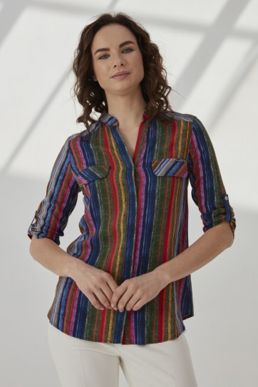 HAKİM YK.RENKLİ ÇİZGİLİ BLUZ