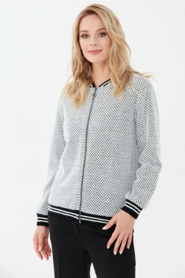 Önü Fermuarlı Kırçıllı Triko Hırka