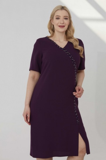 B.BD.V YK.ASİMETRİK TAŞLI ELBİSE