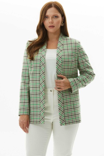 Büyük Beden Yakası Katlamalı Kazayağı Ceket