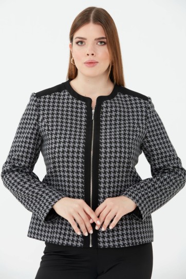 Büyük Beden Fermuarlı Kazayağı Ceket