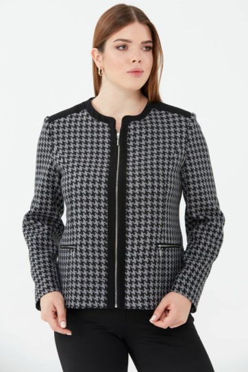 Büyük Beden Fermuarlı Kazayağı Ceket