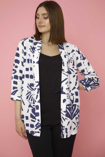 Önü Katlamalı Emprime Ceket