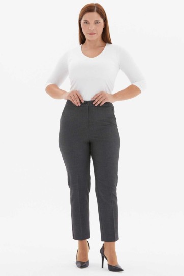 Büyük Beden Lastikli Süs Cep Çizgili Pantolon