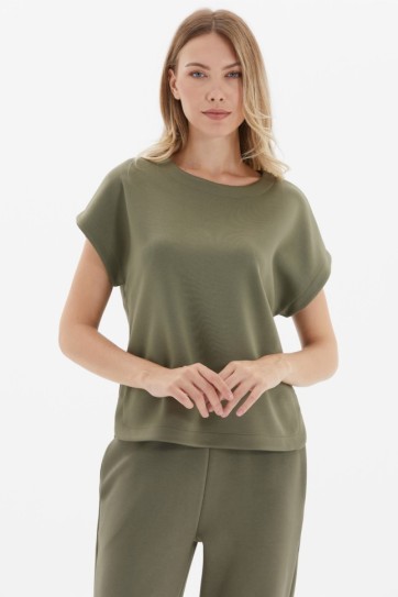 Düşük Kol Kayık Yaka Kısa Kol Bluz