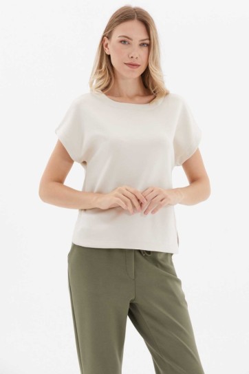 Düşük Kol Kayık Yaka Kısa Kol Bluz