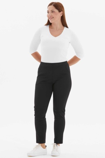 Büyük Beden Yan Cep Dar Paça Örme Pantolon