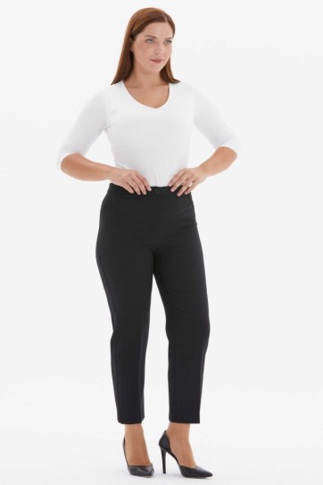 Büyük Beden Süs Cep Paçası Yırtmaçlı Pantolon