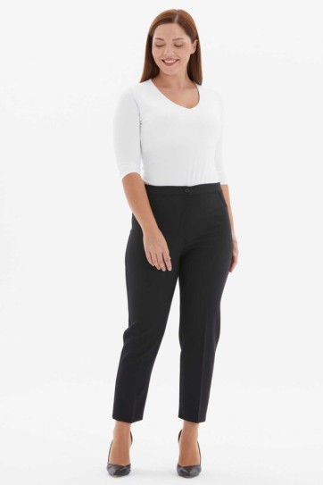 Büyük Beden Süs Cep Paçası Yırtmaçlı Pantolon