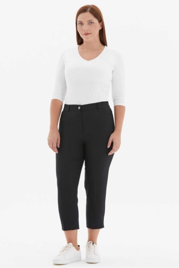 Büyük Beden Cep Kenarı Taşlı Kapri Pantolon