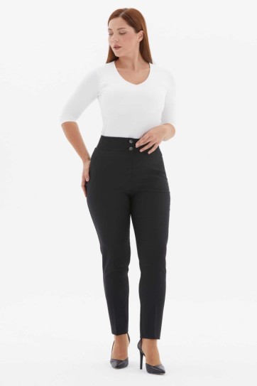 Büyük Beden Beli Geniş Lastikli Dar Paça Pantolon