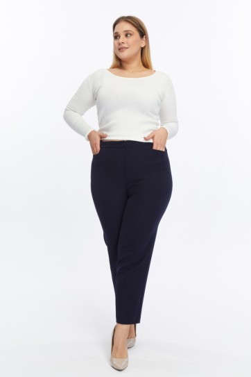 Büyük Beden Kare Cep İçi Gizli Lastikli Pantolon