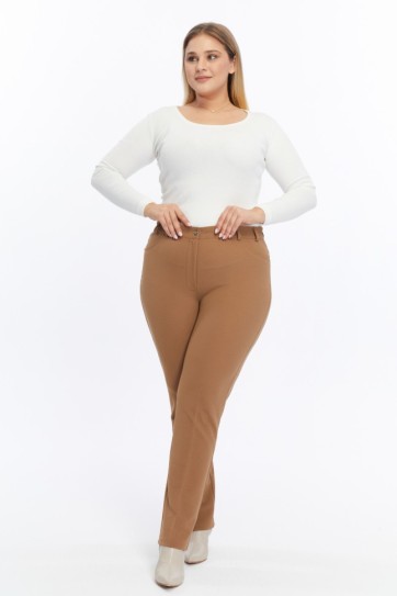 Büyük Beden Spor Cep Beli Yarım Lastikli Pantolon