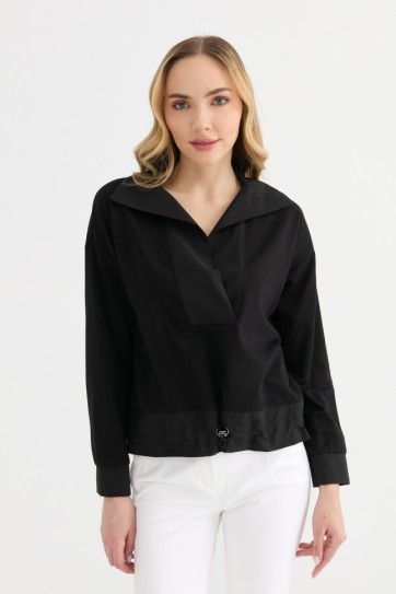 Etek Ucu Lastikli Koton Kombinli Bluz