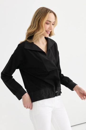 Etek Ucu Lastikli Koton Kombinli Bluz