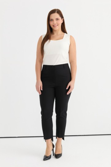 Büyük Beden Paça Arkası Uzun Fermuarlı Pantolon