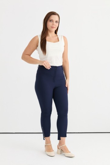 Büyük Beden Paça Arkası Uzun Fermuarlı Pantolon