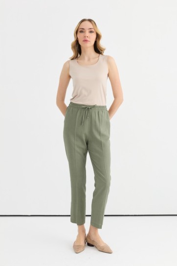 Beli Lastikli Bağlamalı Boru Paça Pantolon