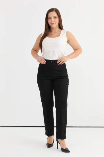 Büyük Beden Spor Cep Beli Yarım Lastikli Kot Pantolon