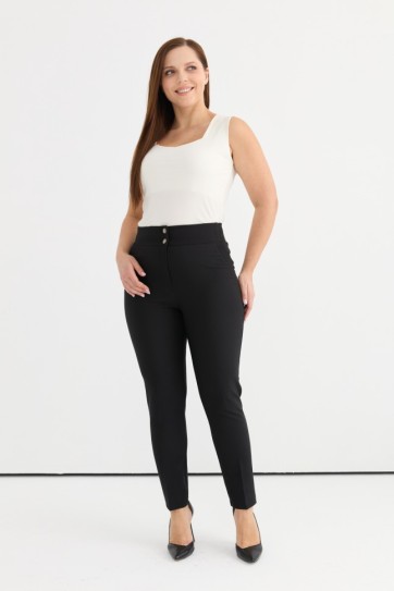 Büyük Beden Beli Geniş Lastikli Dar Paça Pantolon