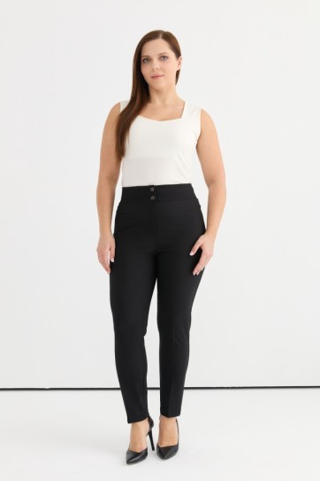 Büyük Beden Beli Geniş Lastikli Dar Paça Pantolon