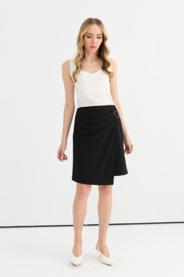 Önü Kemerli Plili Çan Etek