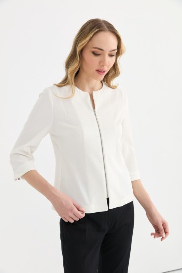 Önü Fermuarlı Kendinden Fitilli Ceket