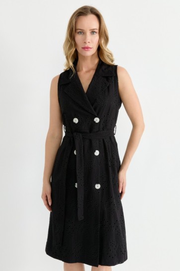 Kruvaze Erkek Yaka Brode Elbise