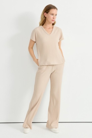 V Yaka Düşük Kol Kendinden Plise Bluz