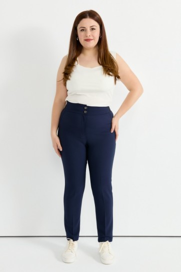 Büyük Beden Beli Geniş Lastikli Dar Paça Pantolon