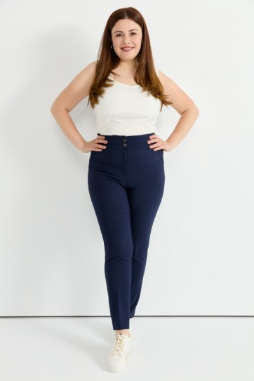 Büyük Beden Beli Geniş Lastikli Dar Paça Pantolon